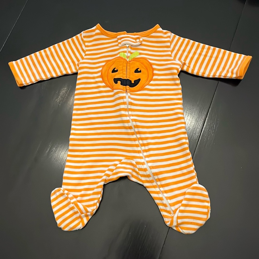 3M Zip-up Halloween jack-o-lantern footie pajamas
